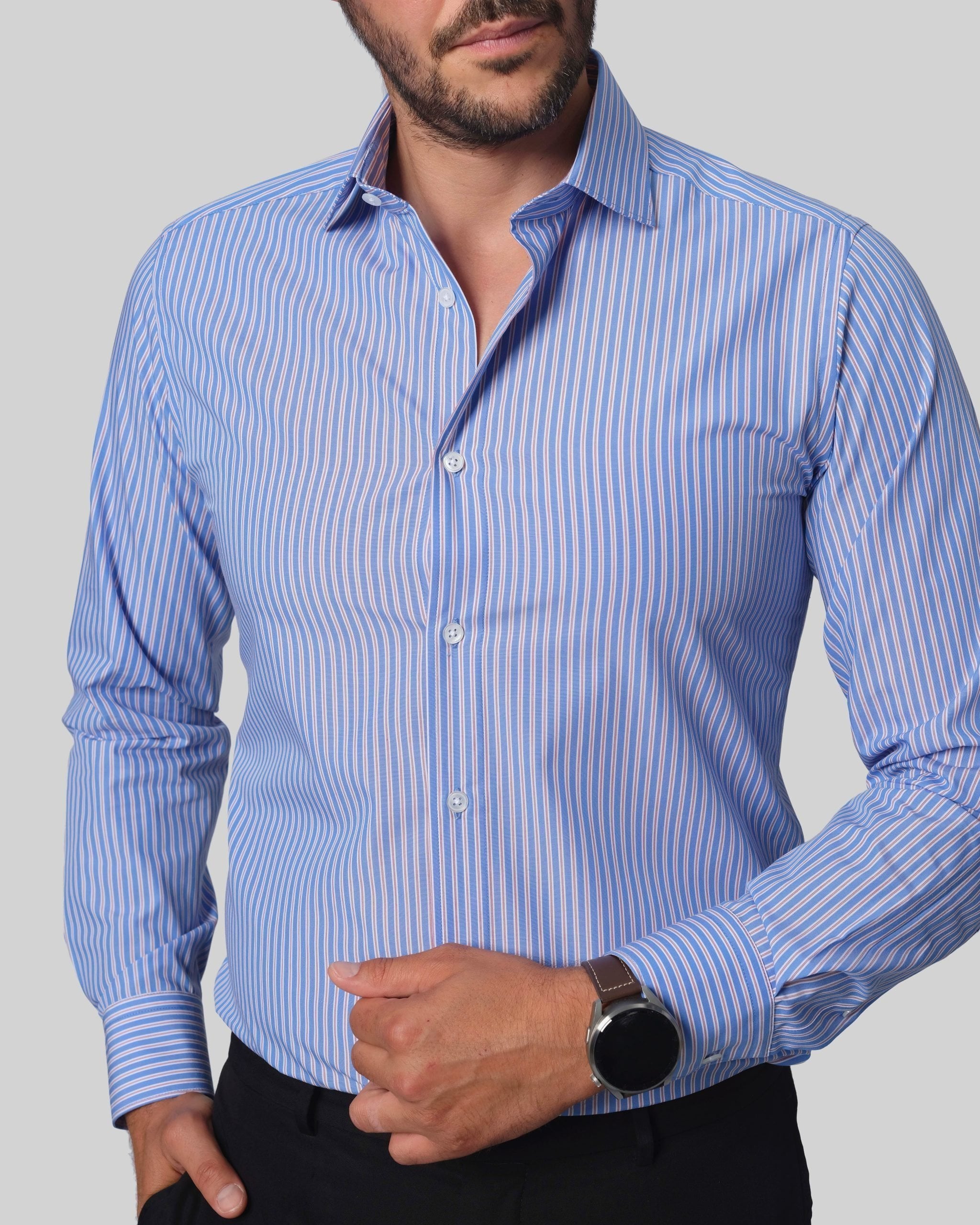 VENICE FIVE Men's Striped Office Shirt