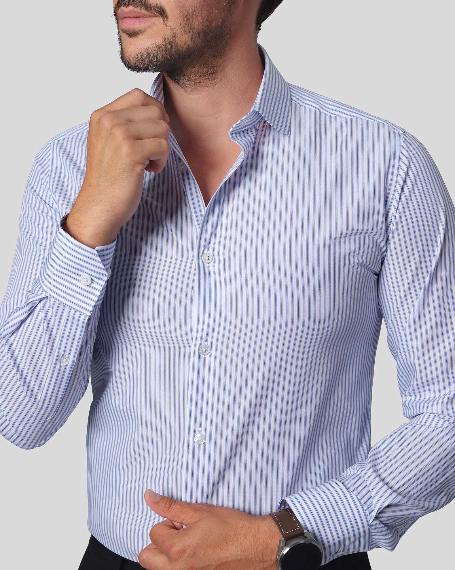 VENICE SIX Men's Striped Office Shirt