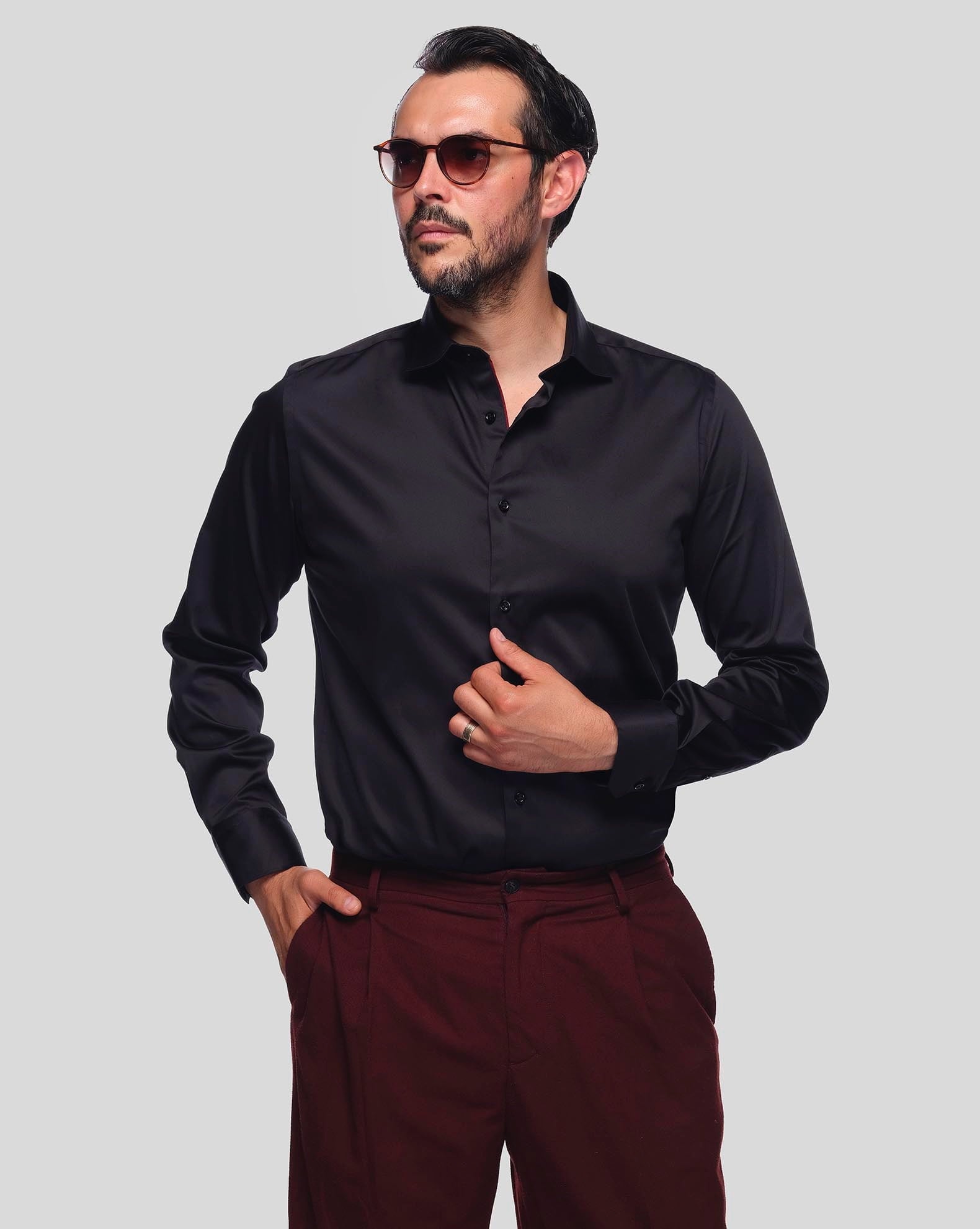 Men's Office Plain Shirt NERO