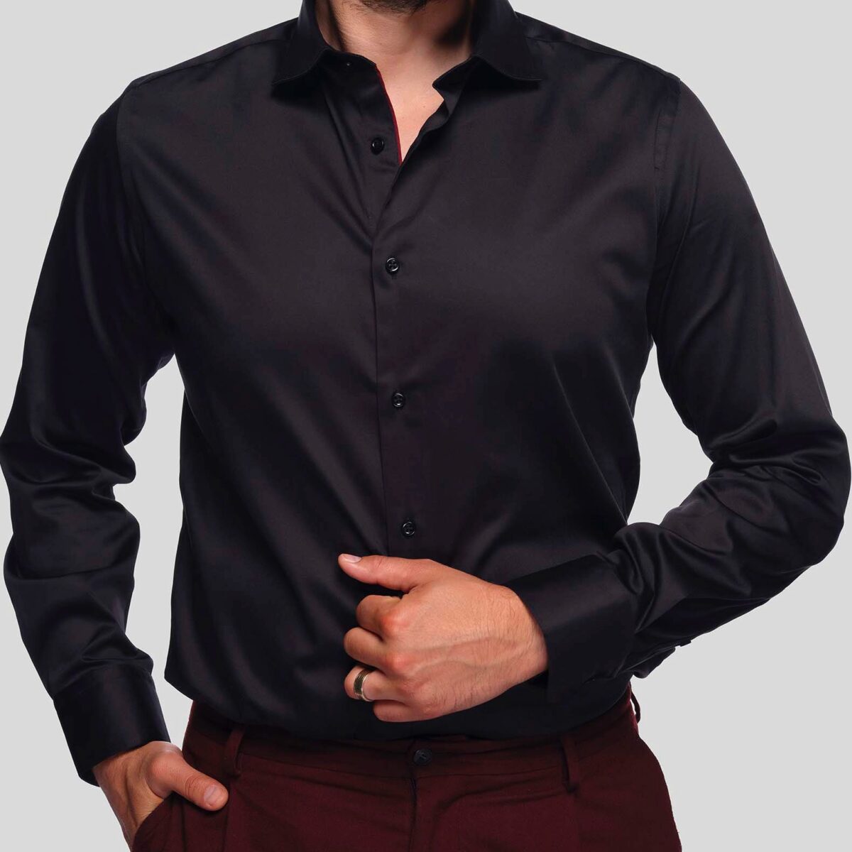 Men's Office Plain Shirt NERO