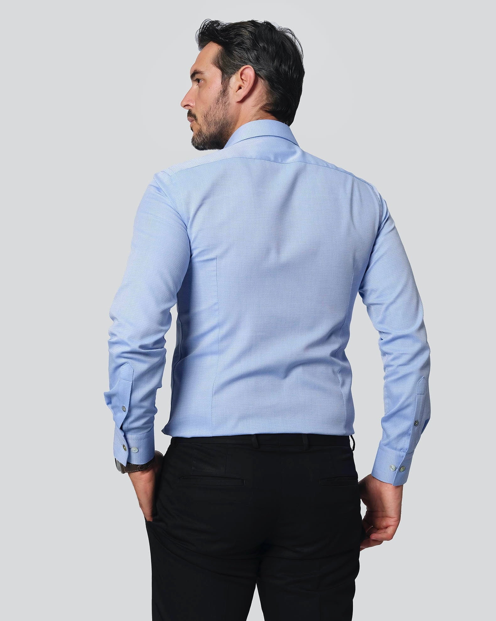 NAPOLEON BLUE Men's Long Sleeve Office Shirt